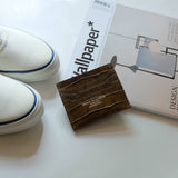 [Croc pattern leather] <br>mini snap wallet<br>color: khaki