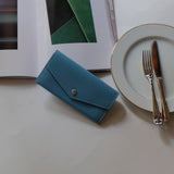 [French calf] <br>flap long wallet<br>color: Jean blue