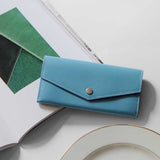 [French calf] <br>flap long wallet<br>color: Jean blue