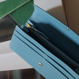 [French calf] <br>flap long wallet<br>color: Jean blue
