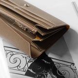 [French calf] <br>flap long wallet<br>color: taupe