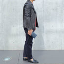[French calf] <br>Long wallet with belt<br>Color: Navy x Turquoise Stitch<br>[Made to order]