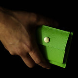 [French calf] <br>mini snap wallet<br>color: citroen green<br>[Made to order]