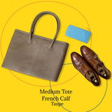 [French calf] <br>Royal M tote bag<br>color: taupe