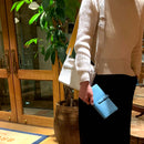 [French calf] <br>Long wallet with belt<br>color: Aqua Blue