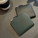 [French calf] <br>Half L zip wallet<br>Color: Navy x Turquoise Stitch
