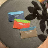[French calf] <br>compact card case<br>Color: Taupe x Jean Blue