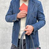 [French calf] <br>L zip long wallet<br>color: orange