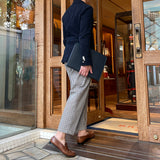 [French calf] <br>round clutch bag<br>color: navy<br>[Made to order]