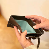 [French calf] <br>hookup wallet<br> color: dark brown