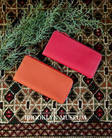 [French calf] <br>L zip long wallet<br>color: orange